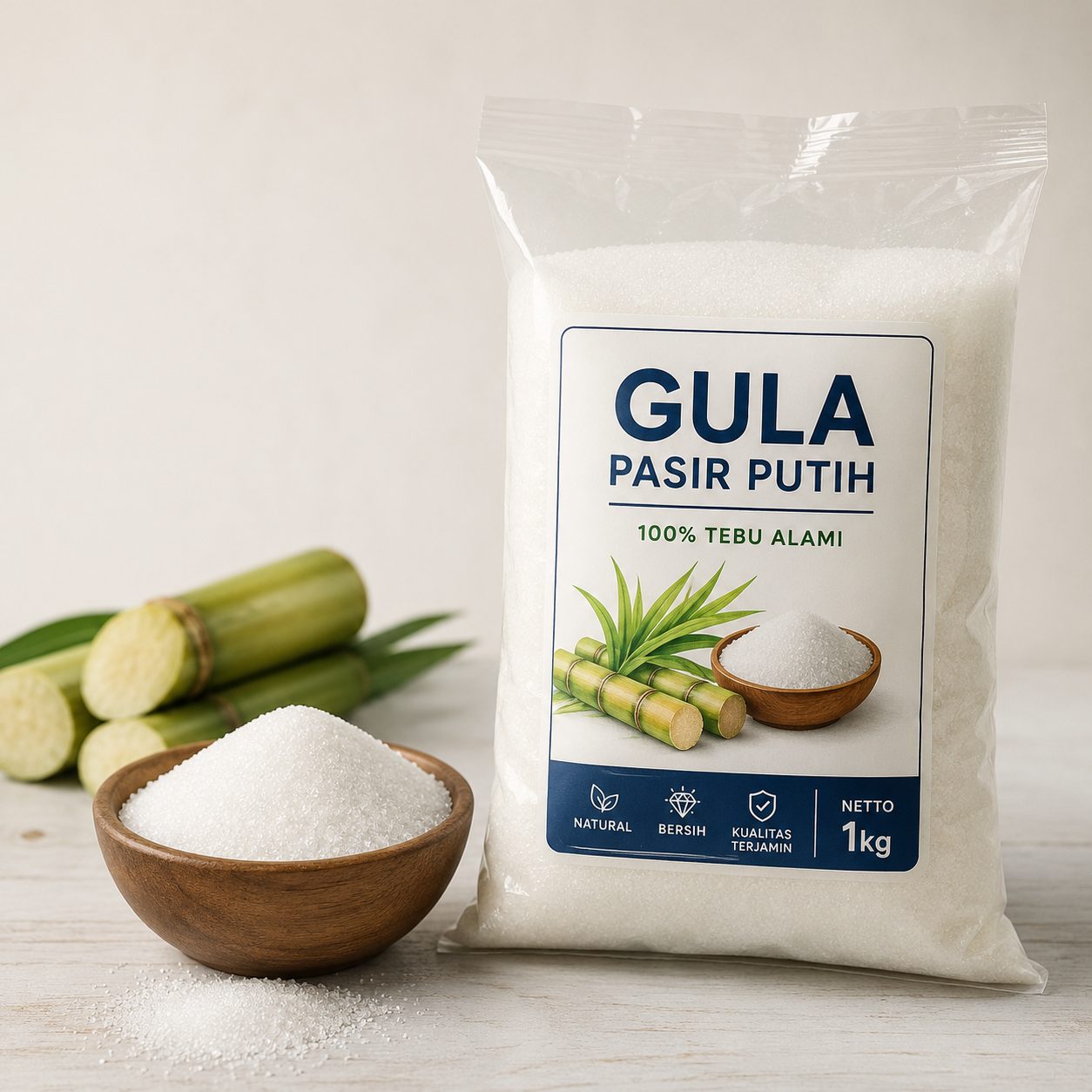 Gula Pasir Putih Bersih Kemasan Satu Kilogram